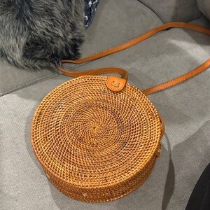 Elegant Woven Brown Crossbody Bag